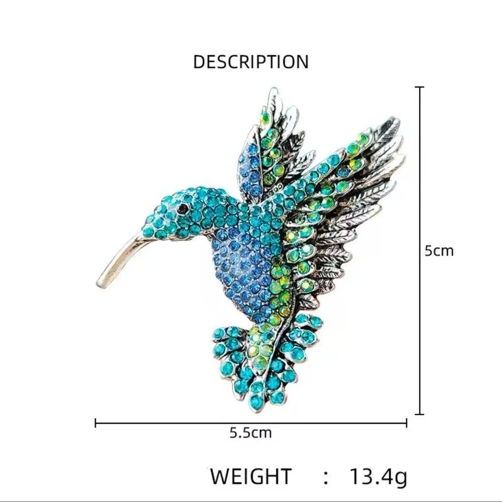 Hummingbird Multicolor Bird Brooch - Picture 3 of 3